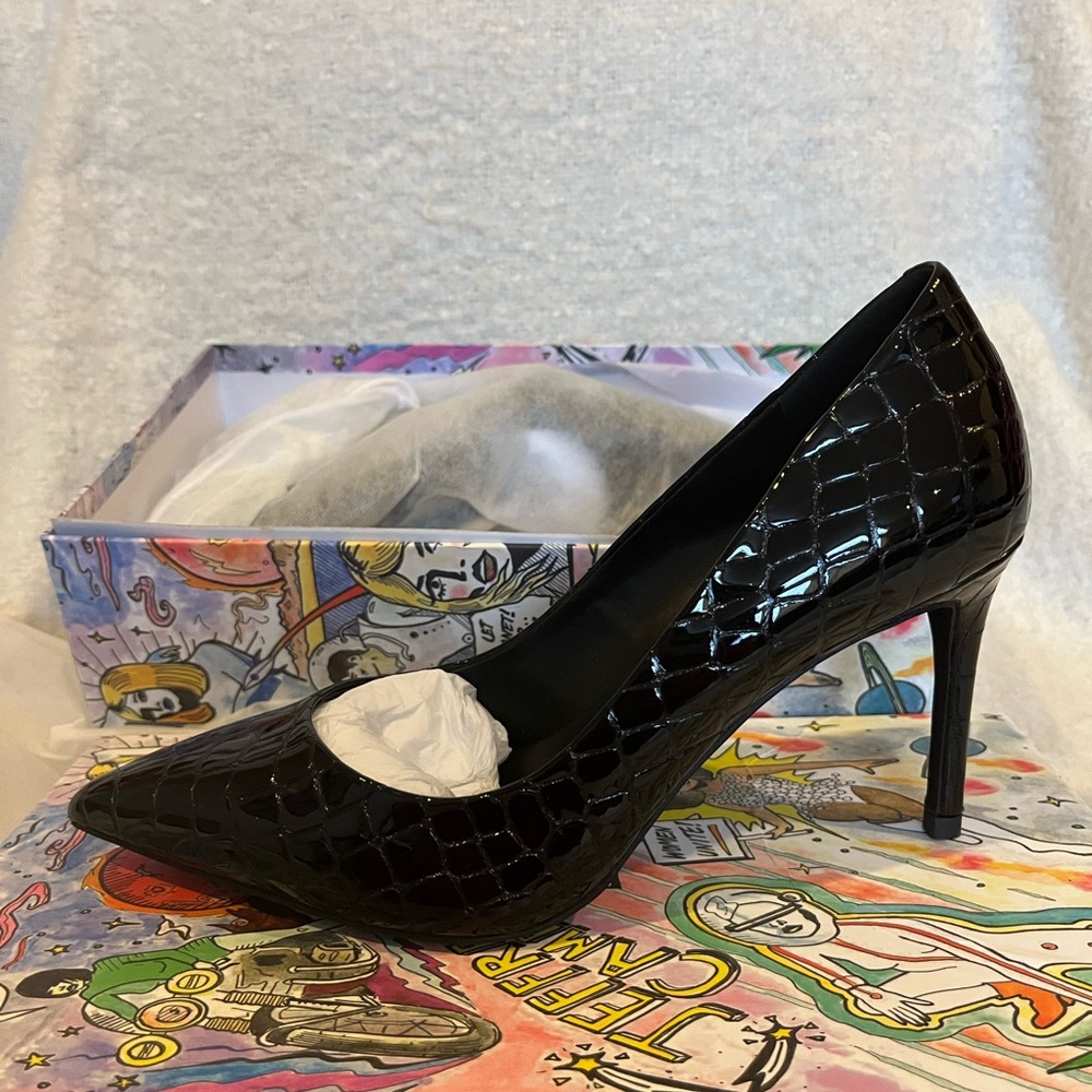 Jeffrey Campbell Black Stiletto Heels with Crocodile Texture